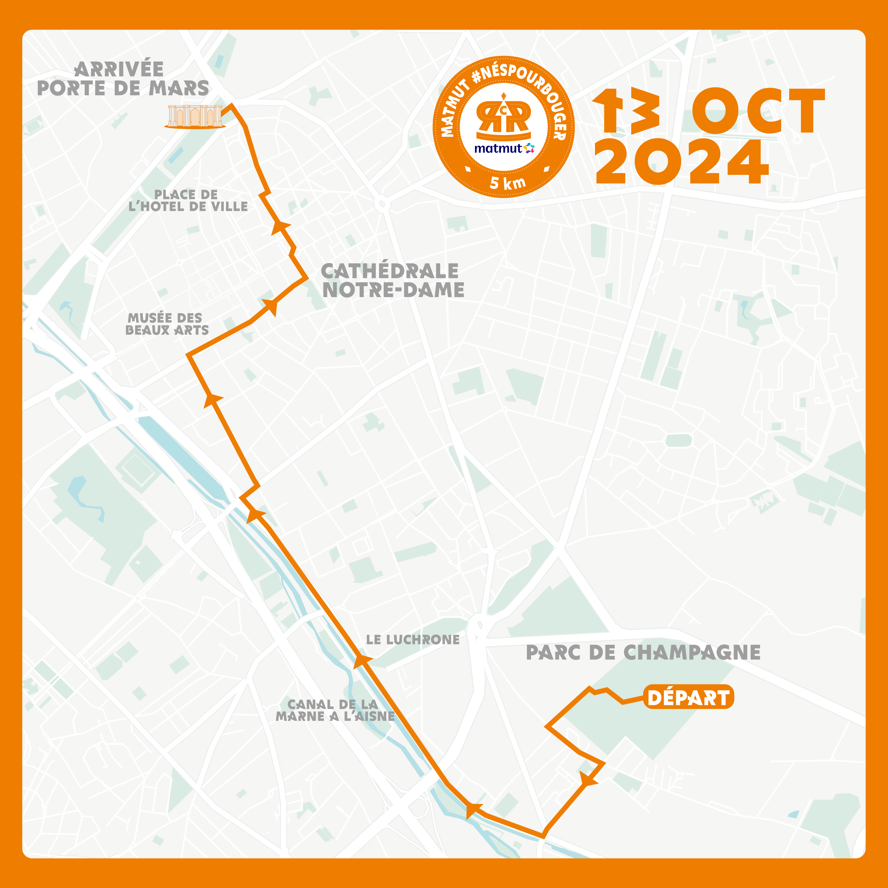 Reims Champagne Run Parcours Parcours RSOrange 5K